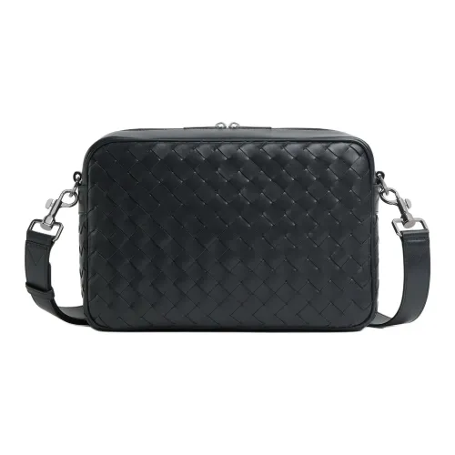 Bottega Veneta Intrecciato Calfskin Camera Bag, Crossbody Bag, Shoulder Bag Men's Slate