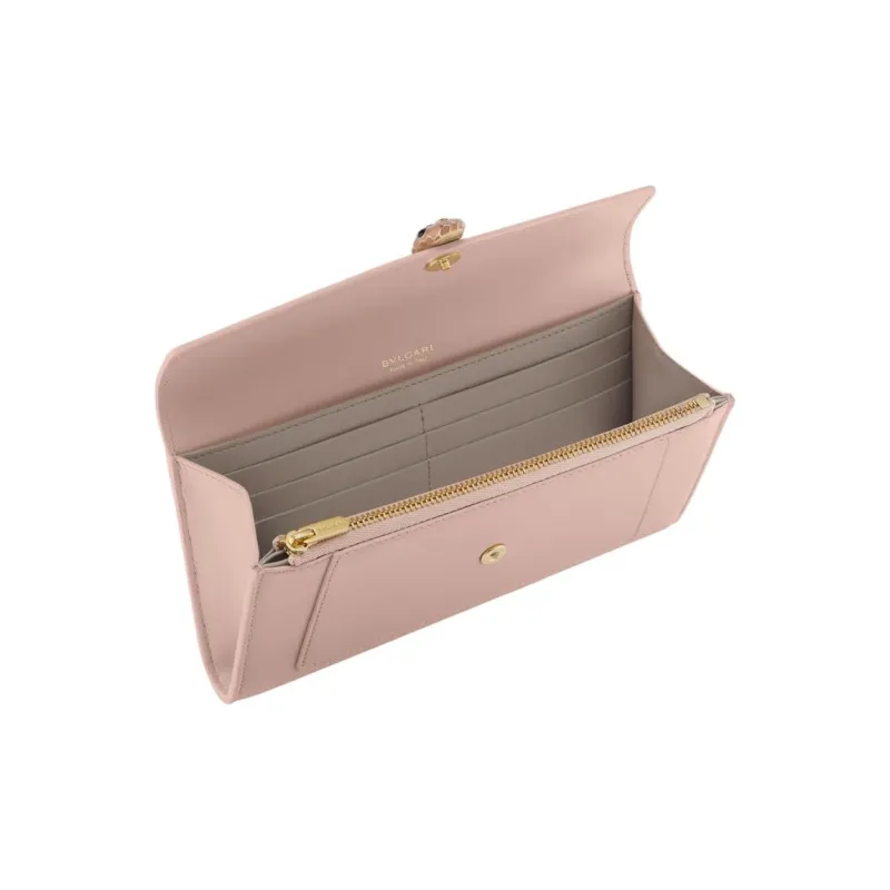 BVLGARI Serpenti Forever Calfskin Wallet Tubas Women's Pink-2