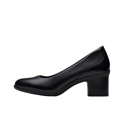Clarks Shaya Poppy Chunky Heel High Heels 5.5cm Women's Black