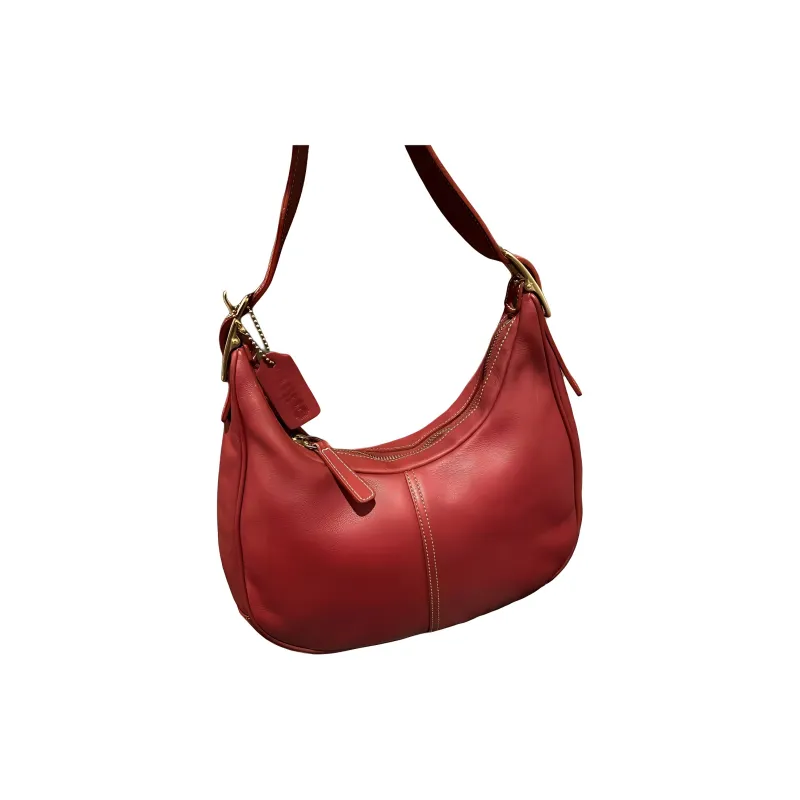 COACH Hobo Leather Shoulder Bag, Handbag, Shoulder Bag Women's Red-1