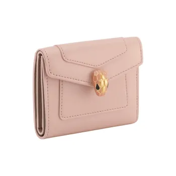 BVLGARI Serpenti Forever Calfskin Wallet Women's Pink
