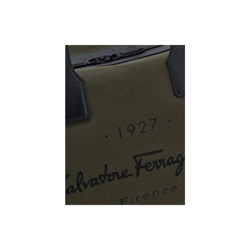 FERRAGAMO Canvas Bag Travel Bag Men's Green-5