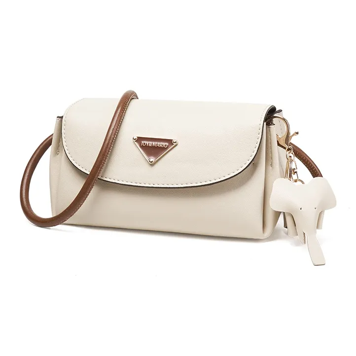 Joy&Mario Synthetic Leather Crossbody Bag Women's Ecru/Coffee-0