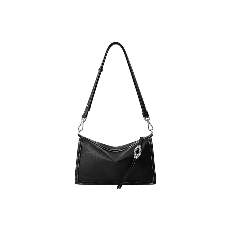 FION Cow Leather Pillow Bag, Shoulder Bag Women's Black-0