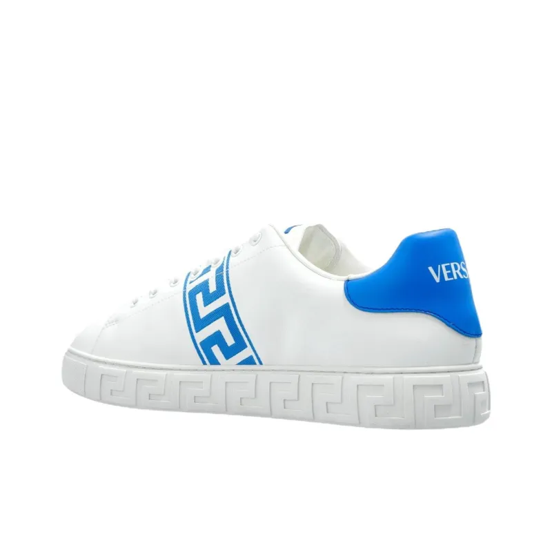 VERSACE Low Top Skateboard Shoes Men's White Blue-3