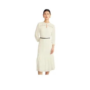 Yiner Long Sleeved Dress Women's Cream White