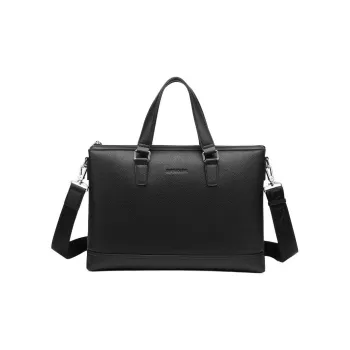 SEPTWOLVES Top Grain Cow Leather Briefcase Medium Size Men's Black
