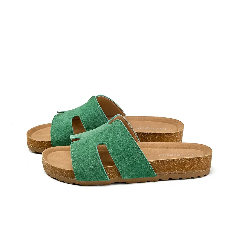 La Chapelle Abrasion Resistant One Strap Slippers Women's Green-2