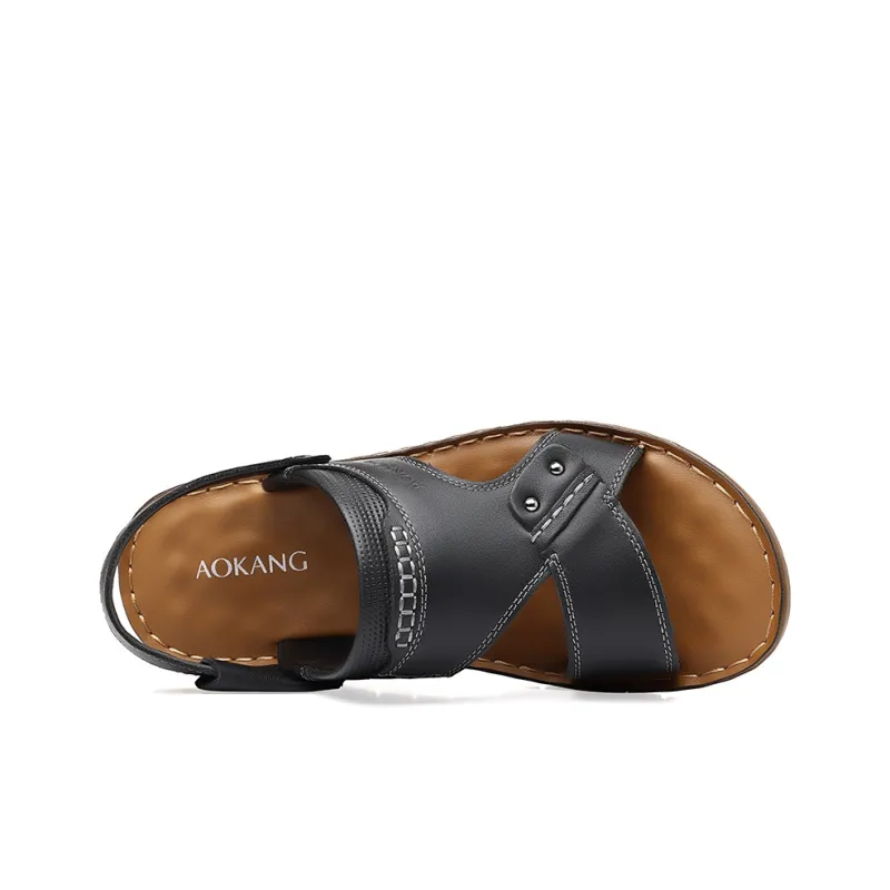 AOKANG Beach Sandals Men Yellow Brown-2
