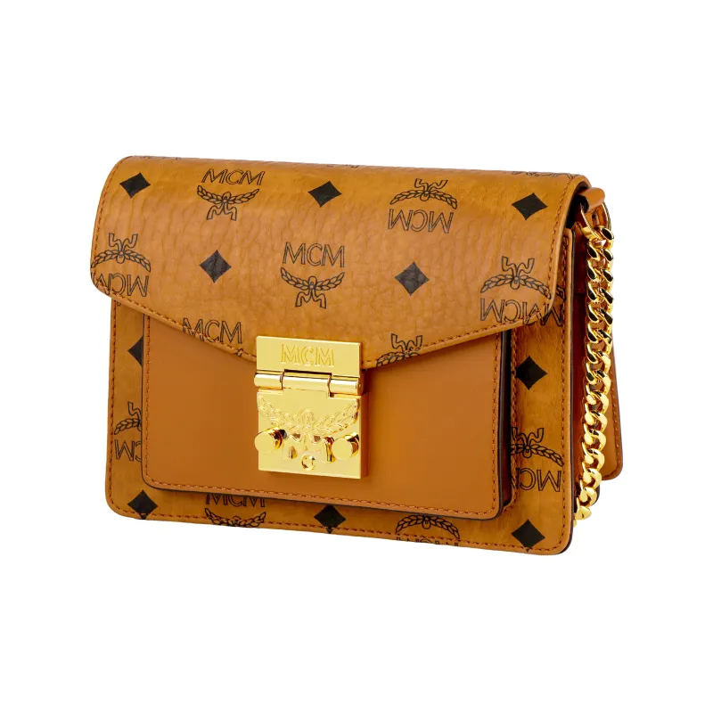 MCM Patricia Flap Lock Crossbody Mini Visetos Cognac-1