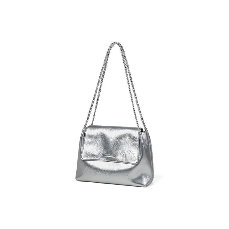 VINEY Cow Leather Shoulder Bag Regular Women's Silver-3