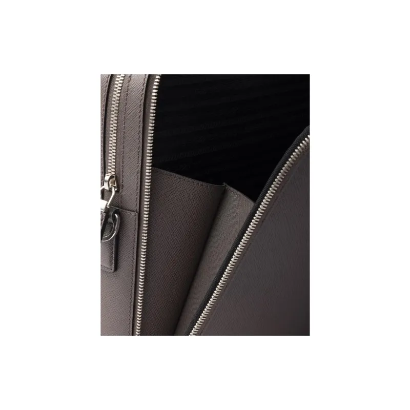 PRADA Calfskin Briefcase Men's Smoky Color-4