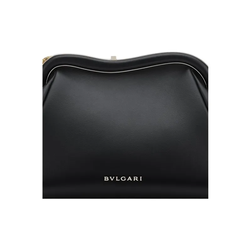 BVLGARI Serpentine Smooth Calf Leather Clutch Medium Size Women's Black-2