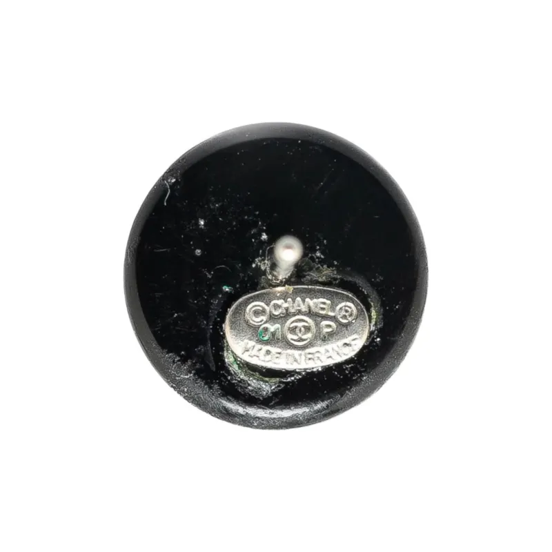 CHANEL 2001 Resin Cc Round Push Back Earrings Costume Earrings-2