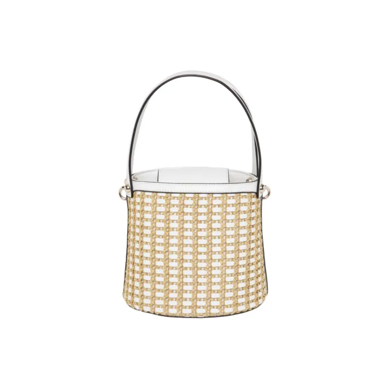 GUESS Fabric Bucket Bag Handbag Medium Size Women's Natural & White-2