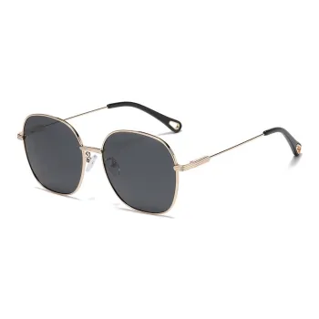 PRETTYALLUSION Metal Oval Sunglasses Women's
