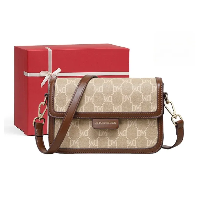 CNNCOO Synthetic Leather Small Square Bag, Crossbody Bag, Shoulder Bag Regular Women's Coffee Brown-0