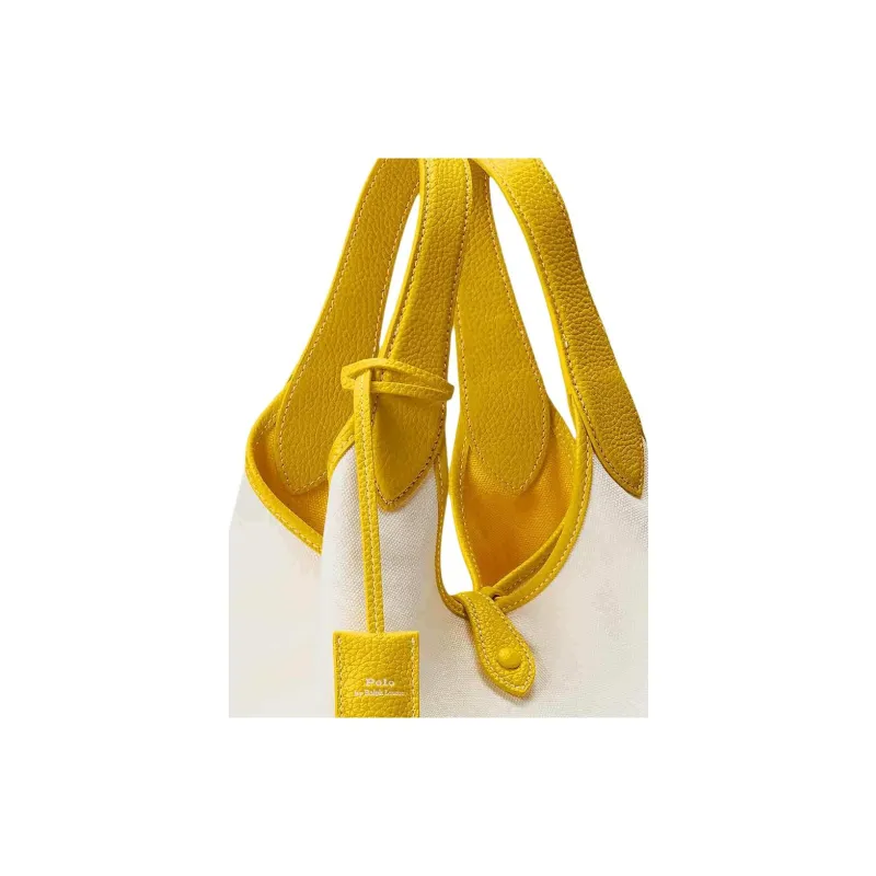 Polo Ralph Lauren Fabric Tote Bag, Shopping Bag, Handbag Trumpets Women's White & Yellow-3