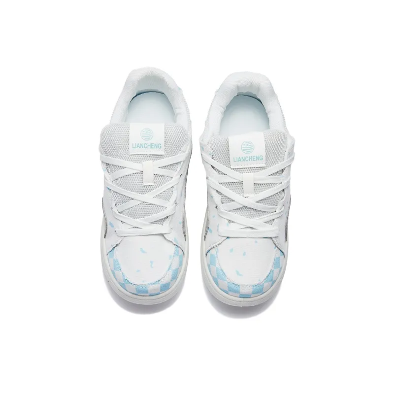 MEXICAN Low Top Skateboard Shoes Women's White Blue-3