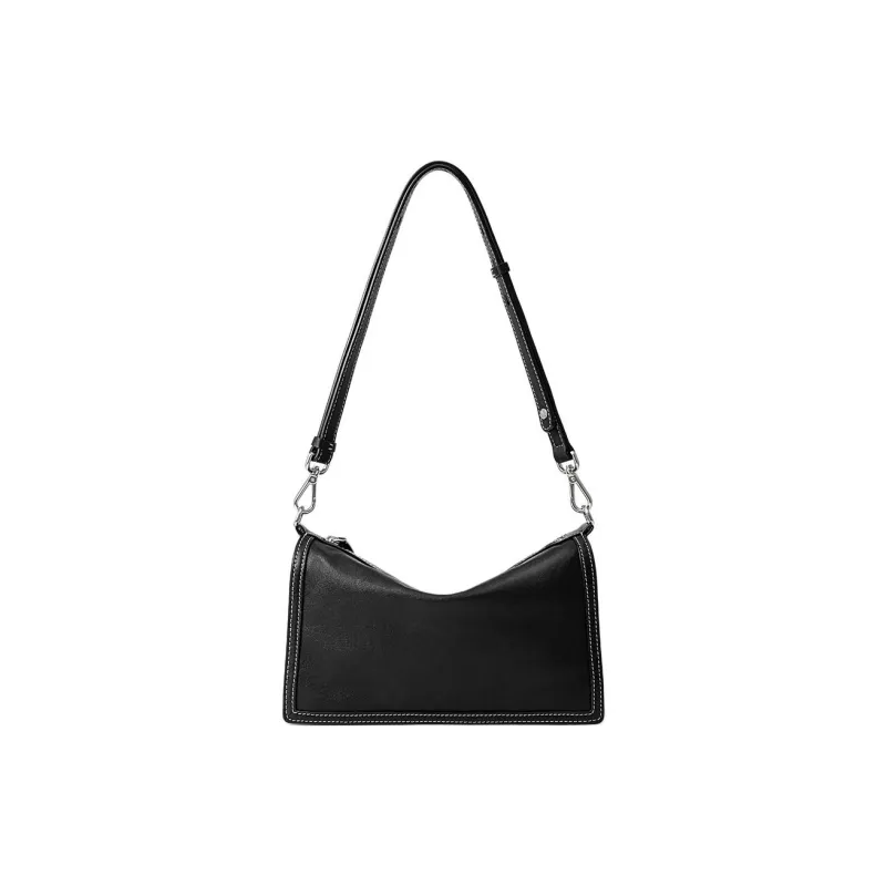 FION Cow Leather Pillow Bag, Shoulder Bag Women's Black-1