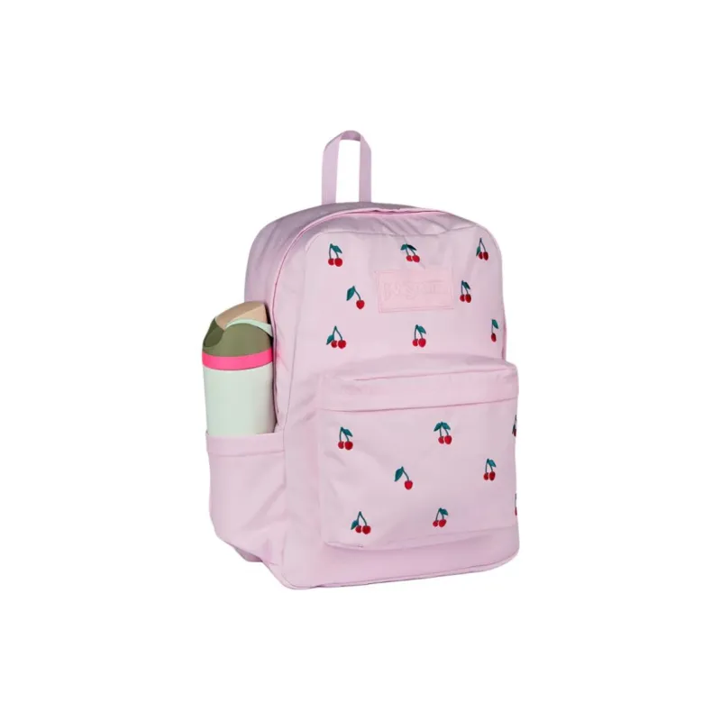 JanSport Polyester Backpack Unisex Pink Cherry Embroidery-5