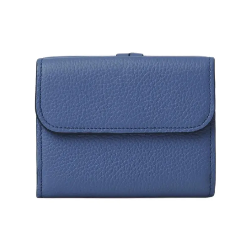 Chloe Cow Leather Wallet Trumpets Women's Blue-1