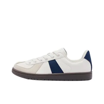 QIAODAN German Army Trainers Balance Lightweight Low Top Skateboard Shoes Men's White Blue