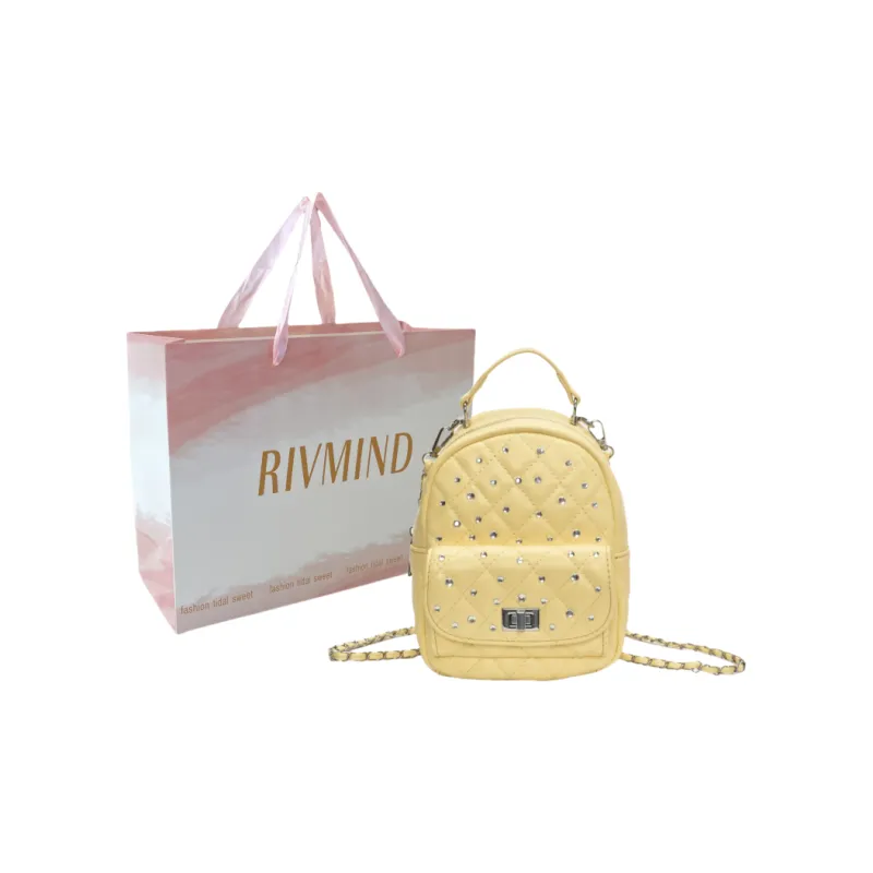 RIVMIND PU Backpack Regular Women's White/Black/Yellow/Pink-11