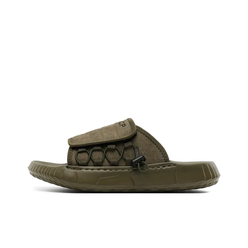 Ritai Slip Resistant Abrasion Resistant Slide Slippers Men's Olive Green-0