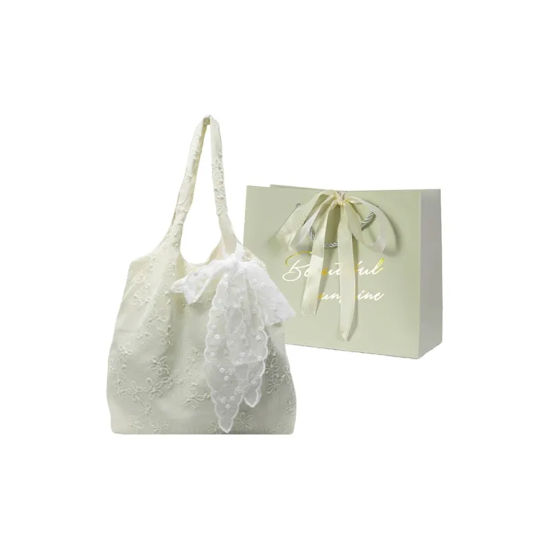 JIANGLIDA Oxford Shoulder Bag Women's Ecru/Green-4