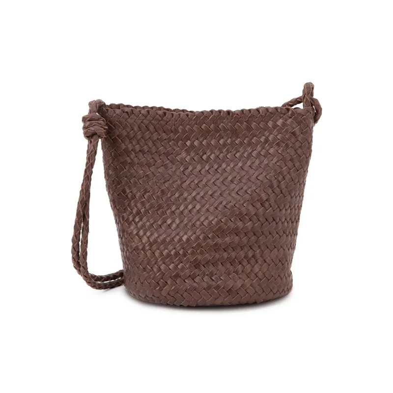VENOF Cow Leather Shoulder Bag Trumpets Women's Natural Brown/Twilight Black/Ochre Coffee-9