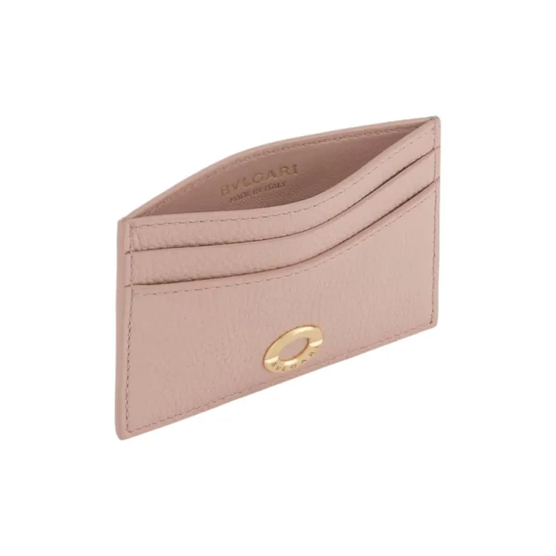 BVLGARI Cow Leather Card Holder Women's Pink-1