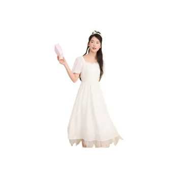 ZIHAN Short Sleeved Dress Women's Pearl White