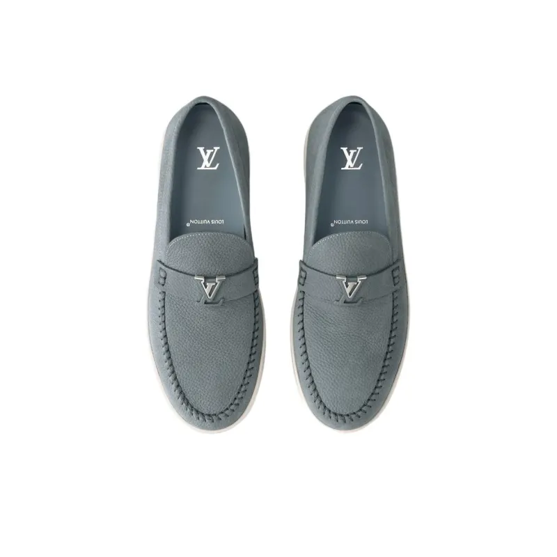 LOUIS VUITTON Resort Loafers Men's Gray Green-3
