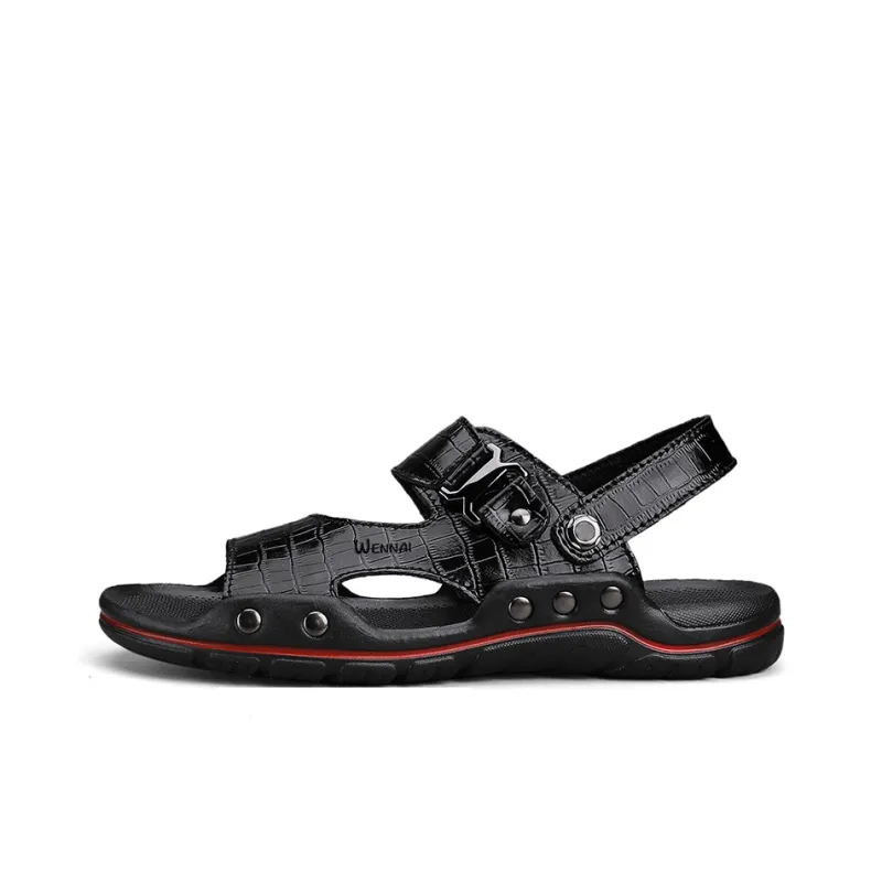 Wen Nai One Strap Sandals Men's Black-0