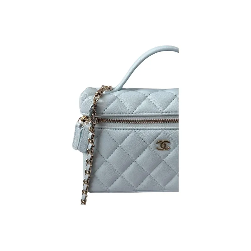 CHANEL Cow Leather Shoulder Bag, Crossbody Bag, Handbag Regular Women's Light Blue-1