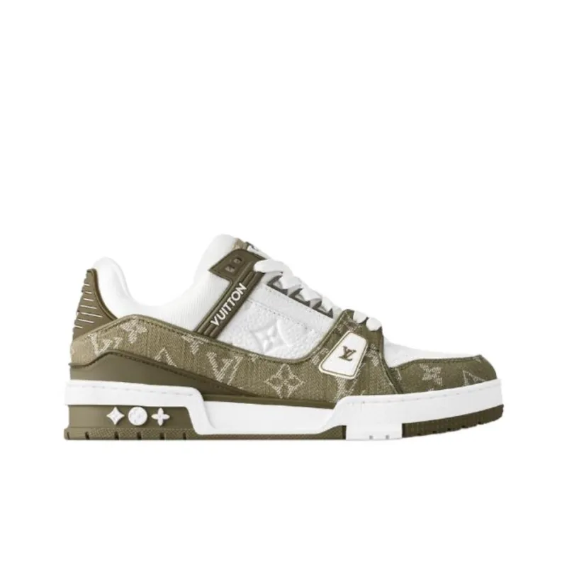 LOUIS VUITTON Trainer Low Top Skateboard Shoes Men's Green-1