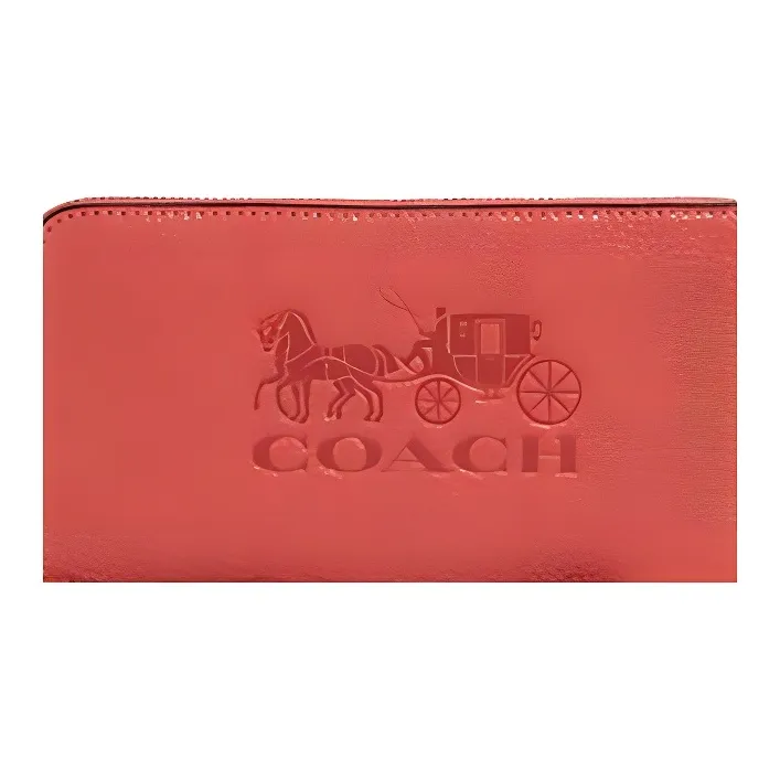 COACH Jes Leather Handheld Cell Phone Wallet Women's Orange Pink-2