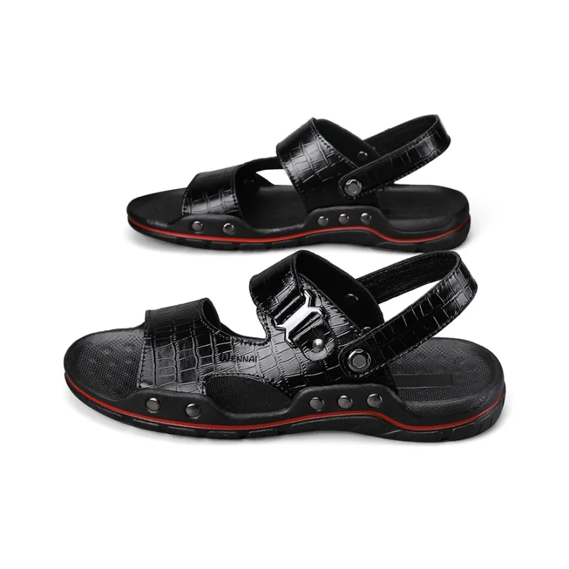 Wen Nai One Strap Sandals Men's Black-1