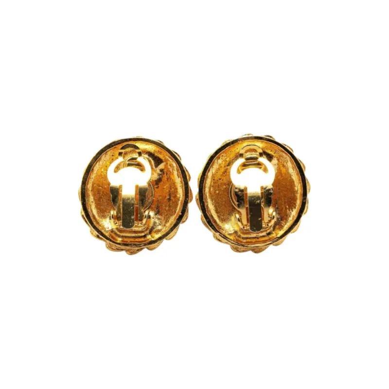 CHANEL 1970 1980 Plated Mademoiselle Clip On Earrings Costume Earrings-1