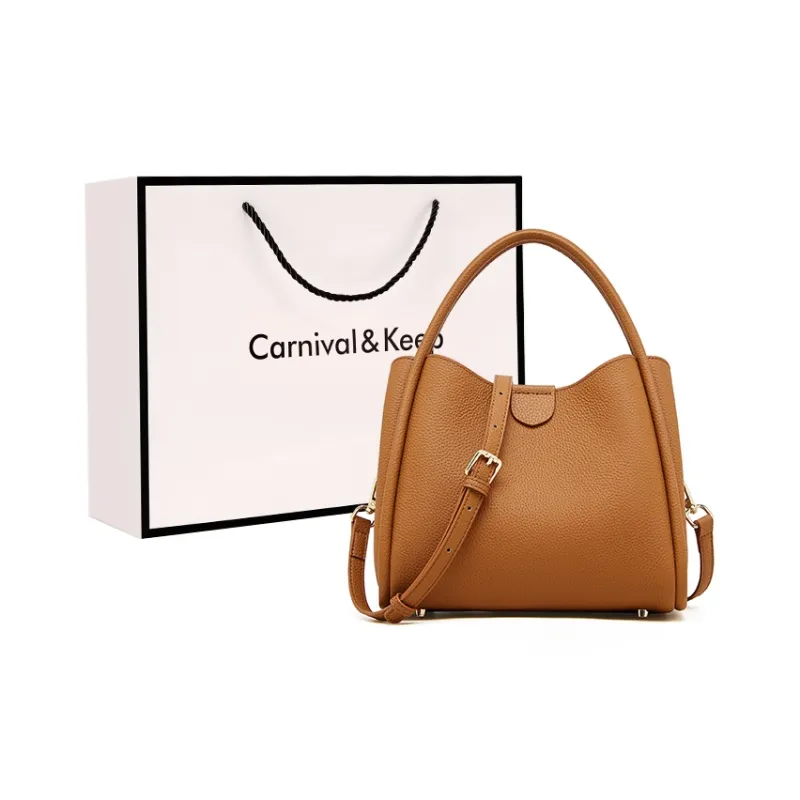 Carnival Keep Cow Leather Handbag Women's Black/Gray/Gold Brown-10