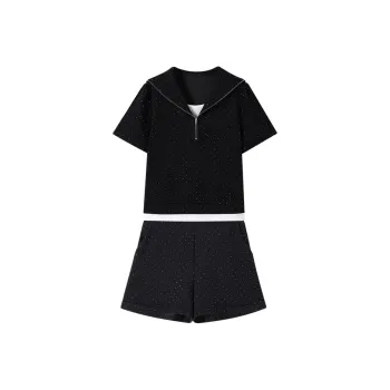 YUNFEIXIU Casual Suit Minimalist Style Fashion Loose Fit Top Shorts Two Piece Set Slimming Casual Summer Women's