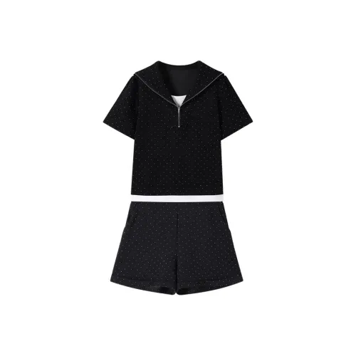 YUNFEIXIU Casual Suit Minimalist Style Fashion Loose Fit Top shorts knitted Two Piece Set Slimming Casual Summer Women's