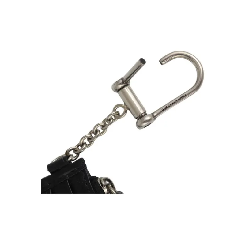 GUCCI Cow Leather Card Holder Women's Black-4