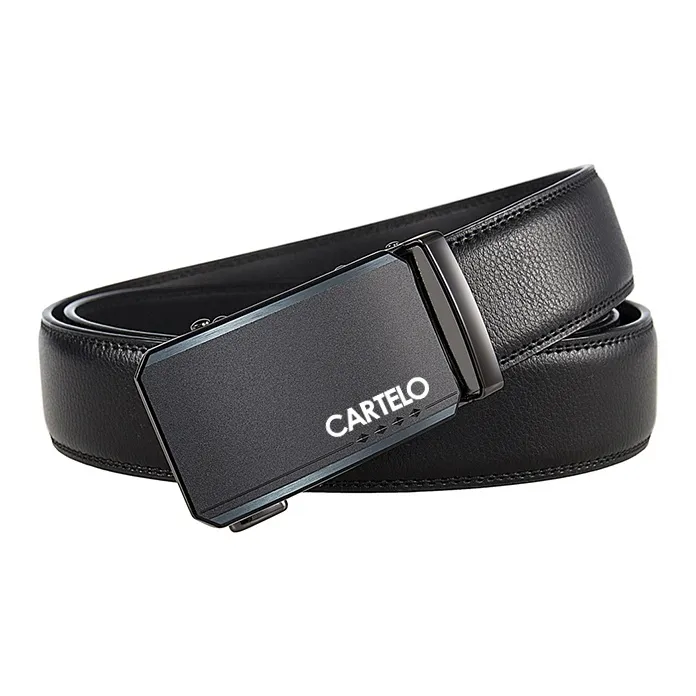 CARTELO Cow Split Leather Belts Men's Width 3.5CM-1