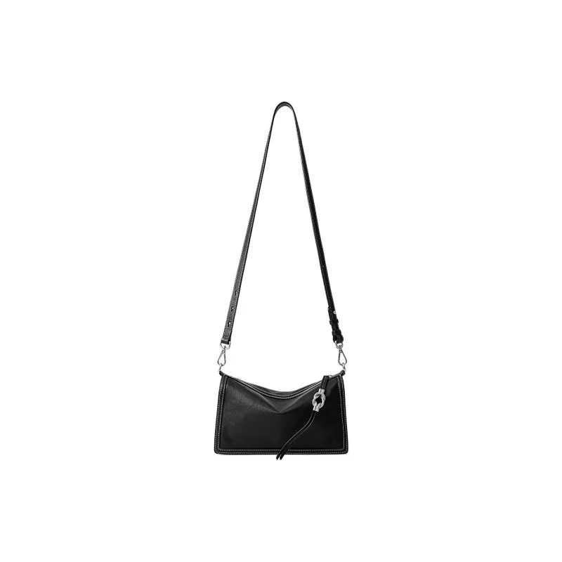 FION Cow Leather Pillow Bag, Shoulder Bag Women's Black-3