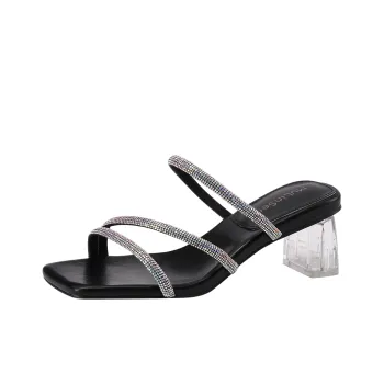 Mulinsen Stitching Rhinestone Abrasion Resistant Slide Slippers Women's