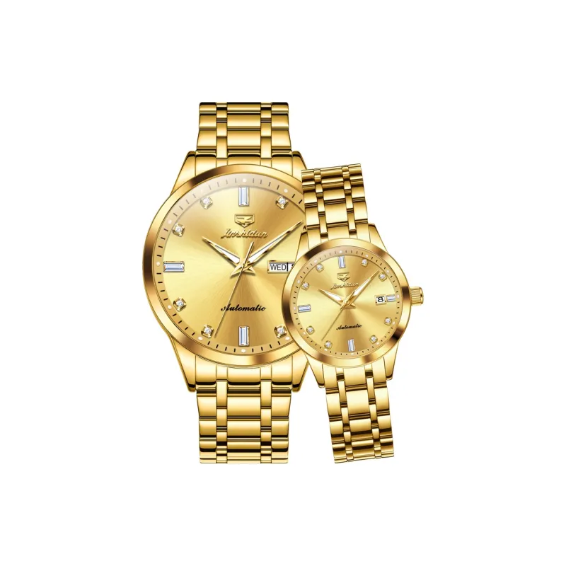 Jin Shi Dun Mechanical Movement Stainless Steel Watchband Watch Unisex Silver Dial-21