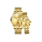Gold-Tone Steel Band Couple Watch-1 Pair