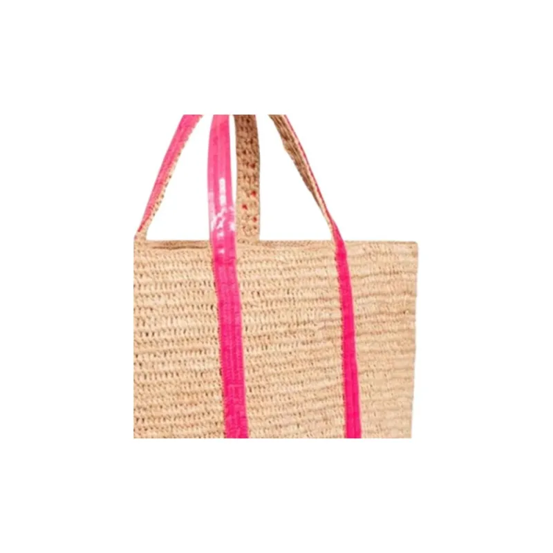 Vanessa Bruno Raffia Handbag Medium Size Women's Neon Pink-5